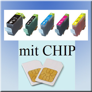 5er Patronen-Set für <b>Canon</b> Drucker mit <b>Chip</b>