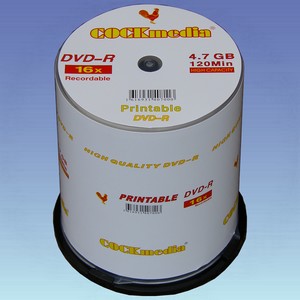 COCKmedia DVD <b>-R Printable</b> 4,7 GB - <b>16x</b> - 120 Minuten - <b>100 Stck.</b> in Folienspindel