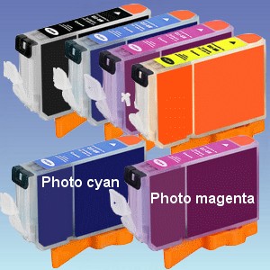 6er Patronen-Set für <b>Canon</b> Drucker <b>ohne Chip</b>